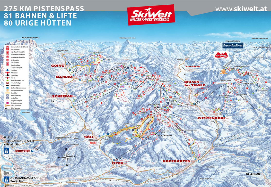 Pistenplan SkiWelt Wilder Kaiser – Brixental